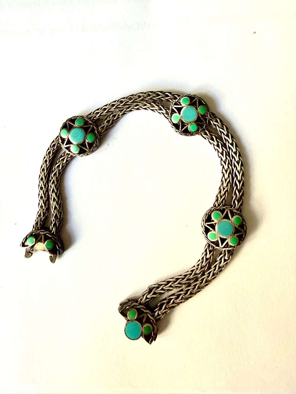 John Hardy Bulan Enamel Circle Station Bracelet — Sterling Silver 925